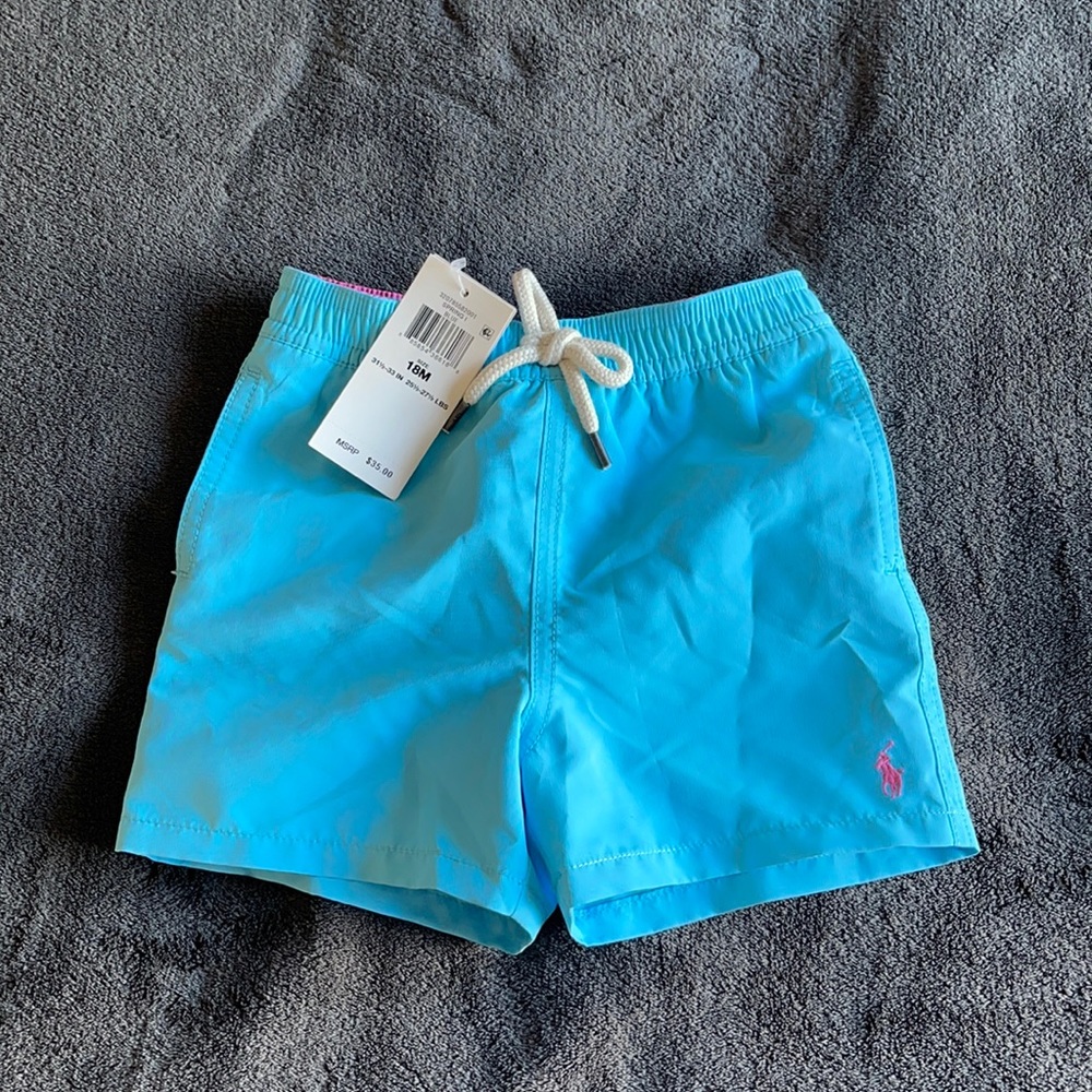 Polo Ralph Lauren Baby boys turquoise swim trunks NWT